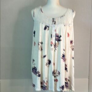 NWT Maurice’s Button & Lace Bodice White Floral Tank Top. Size 2X